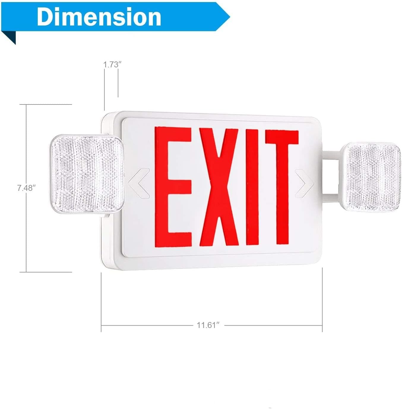 4 Packs Led Red Exit Sign with Emergency Lights Combo & Battery Backup Operated Powered Fire Exit Sign Light-UL Listed 120-277VAC Fire Exit Signs Lighting for Room,Street,Window.Stairs.