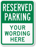 SmartSign 24 x 18 inch Custom “Reserved Parking” Metal Sign - Add Text, 80 mil Laminated Rustproof Aluminum, Green and White, Made in USA