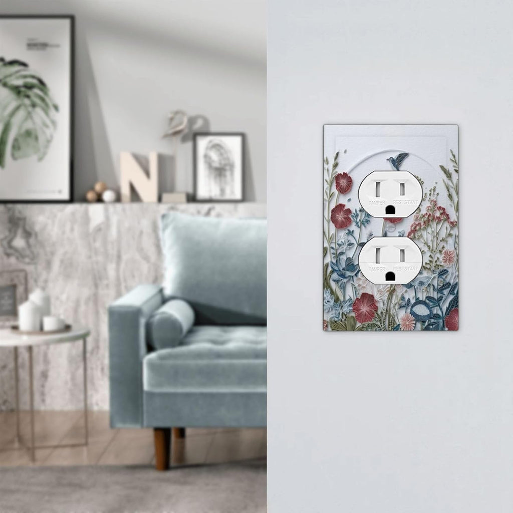 Wildflowers Flowers Floral Plants Duplex Outlet Wall Plate Cover Decorative Light Switch Covers Electrical Faceplate Switch Plates for Bathroom Kitchen Home