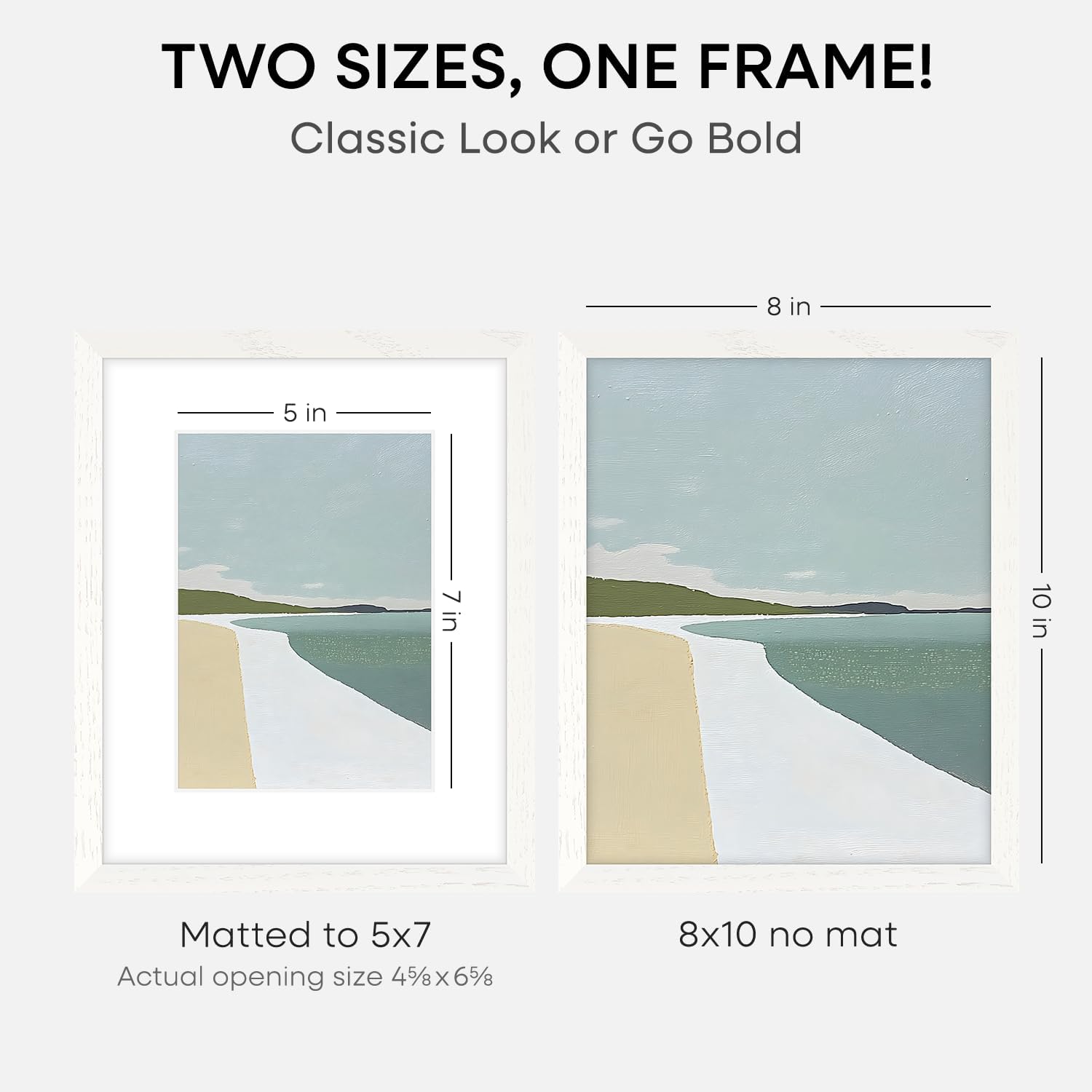 Homeforia 8x10 Picture Frame White, High End Oak 8 x 10 Wooden Frames with Mat 5 by 7 Print, 8x10 Wood Frame Matted to 5x7 inch Photo, 8by10 Wall or Tabletop Frames, Tempered Glass, Wall Kit, Set of 1