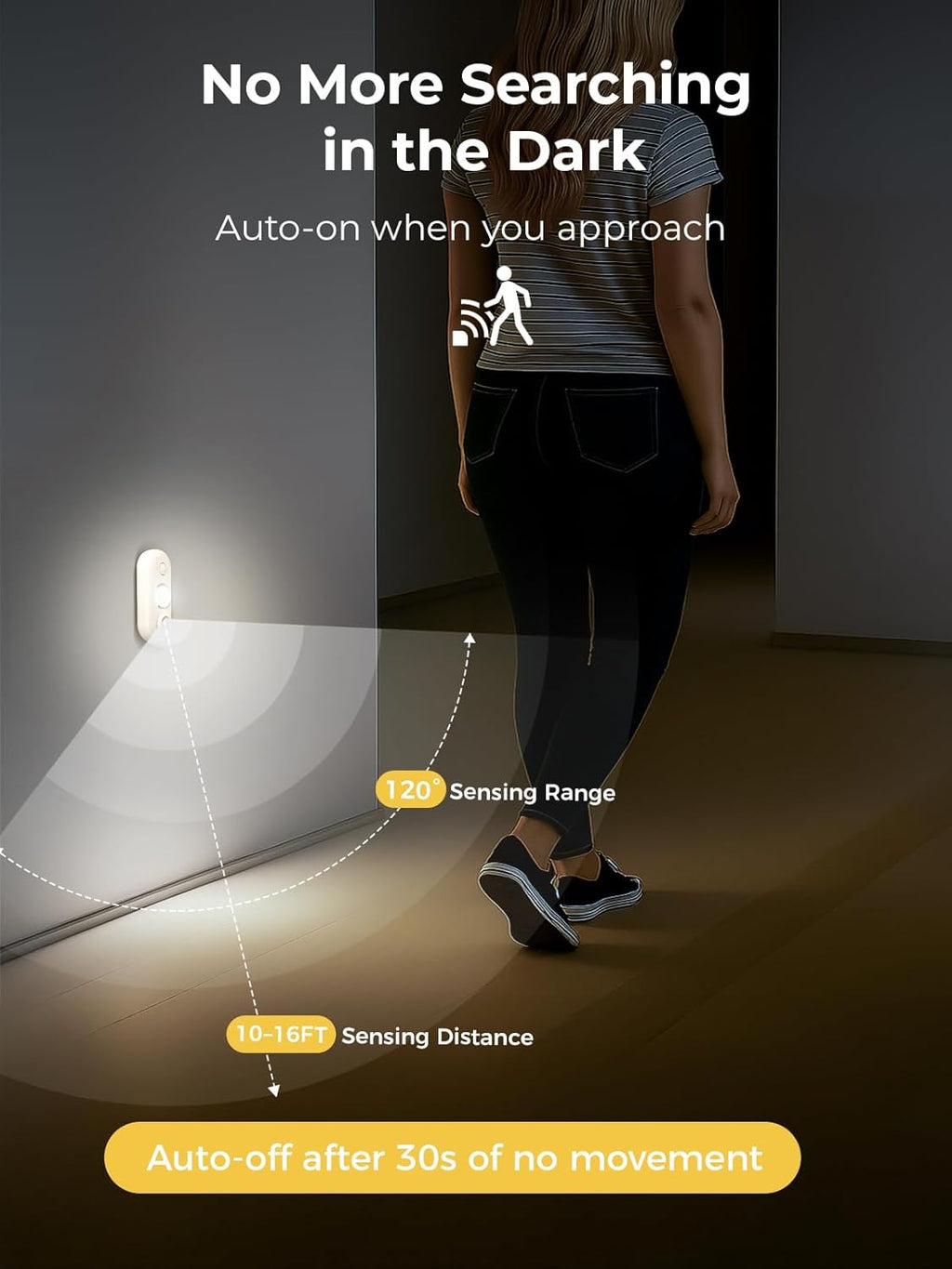 YGS-Tech LED Motion Sensor Light Indoor, Rechargeable Puck Lights, Magnetic Dimmable Under Cabinet Lights, Wireless LED Lights for Closet, Kitchen, Stairs, Daylight White, 6-Pack (White)