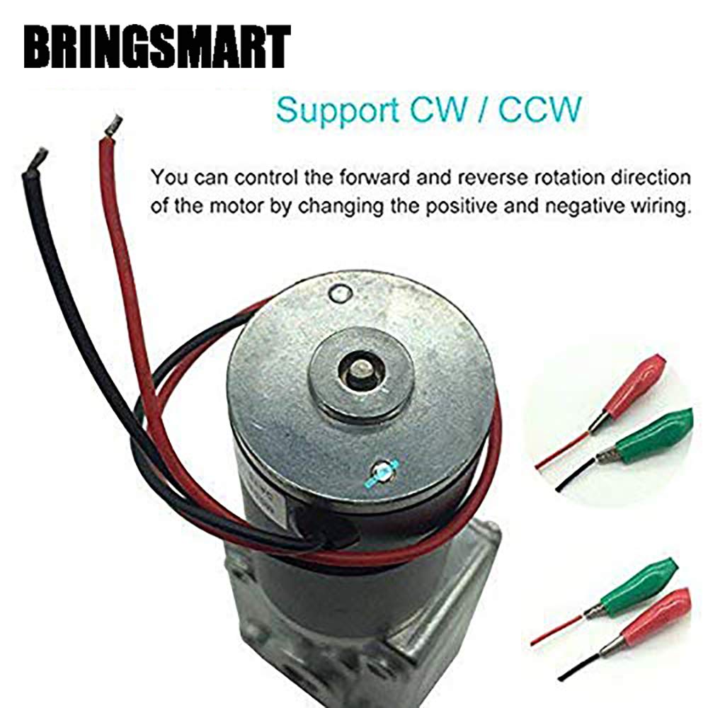 BRINGSMART A58SW31ZY 12V 470rpm DC Worm Gear Motor 3.4kg.cm Self-Locking Reversed Mini Turbine Geared Motor for DIY Robot Rotating Table Door Lock Curtain Machine (12V 470rpm)