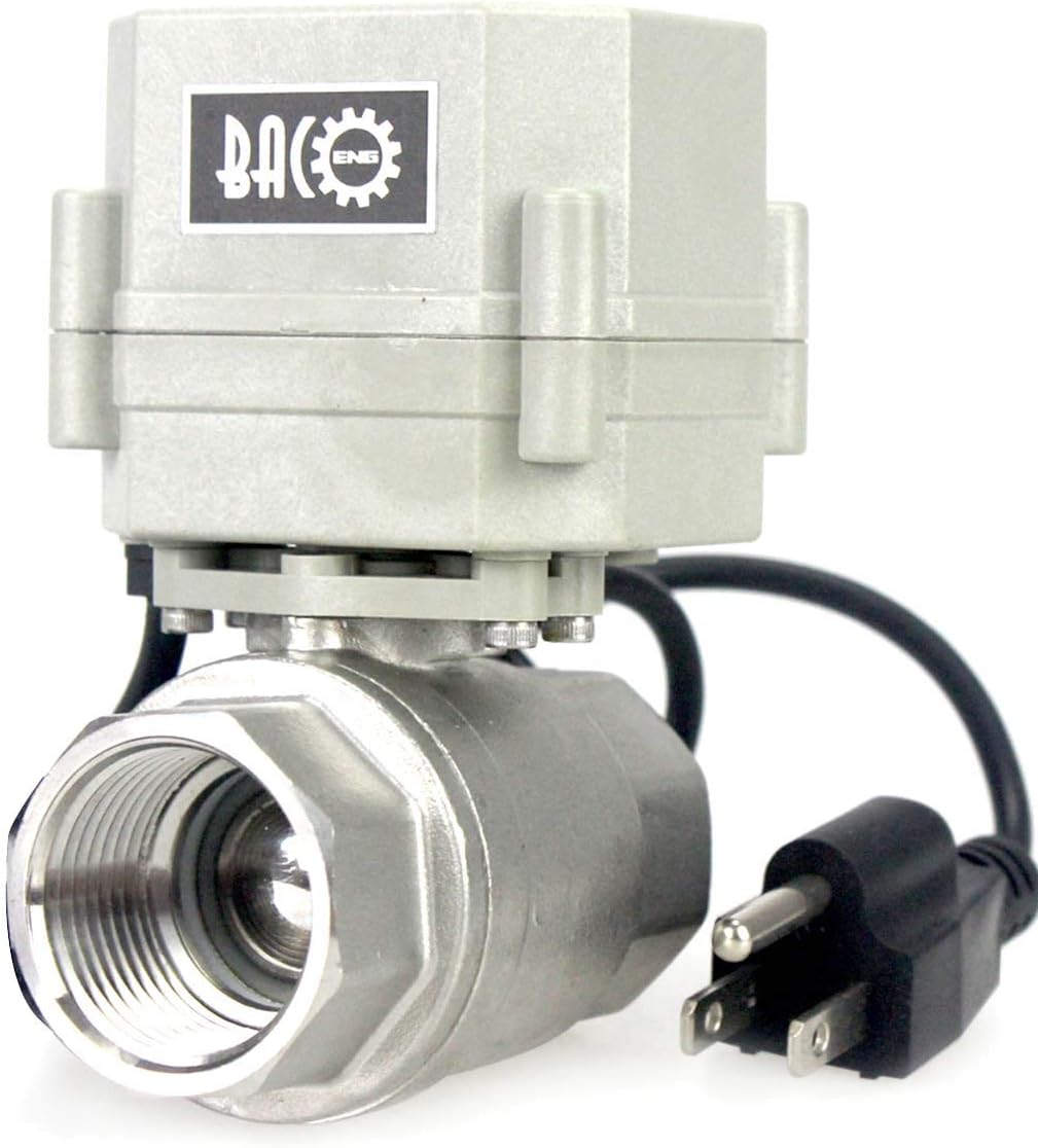 BACOENG 2 Way Motorized Ball Valve, 1 Inch DN25 Electrical Ball Valve, 110VAC Stainless Steel Electric Water Valve
