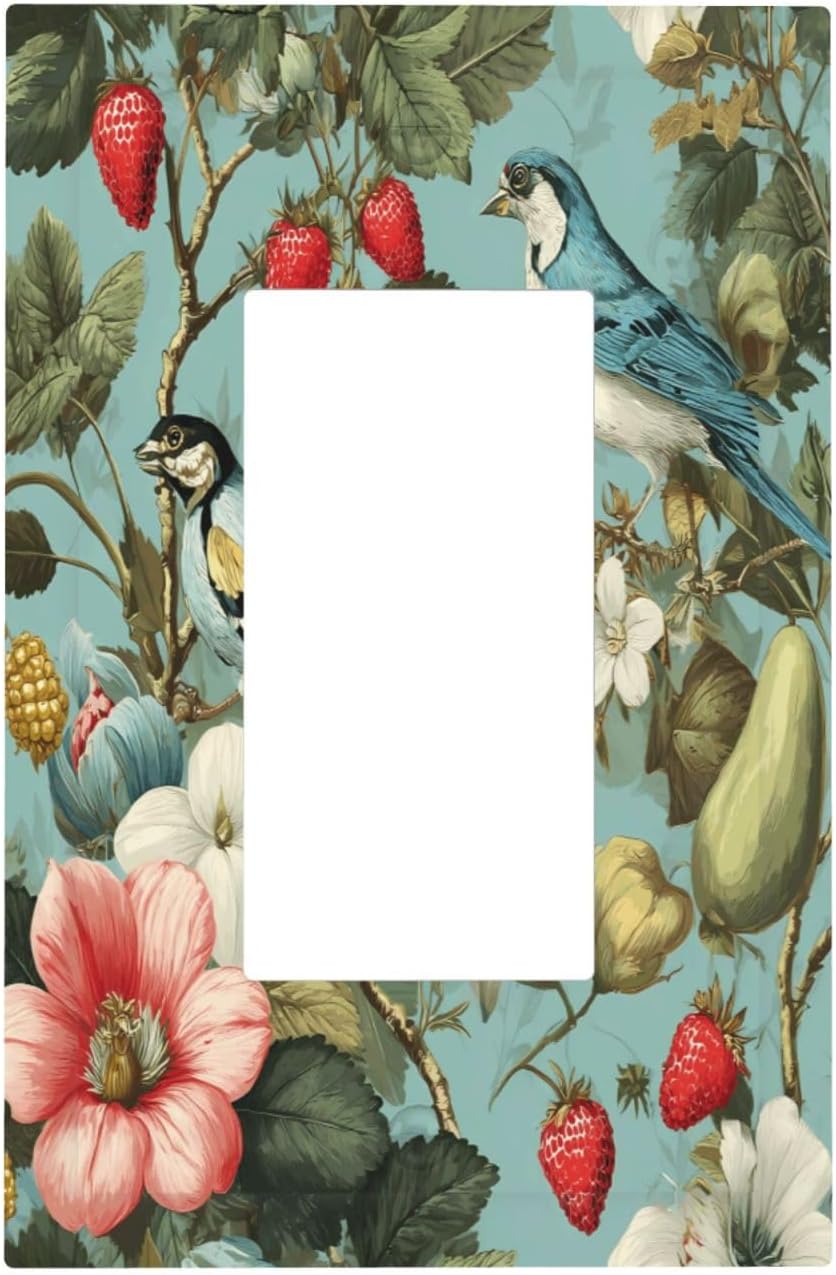 William Morris Flower 1 Gang Single Rocker Wall Plate Cover Decorative Light Switch Covers Electrical Faceplate Switch Plates for Bathroom Kitchen Home
