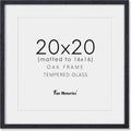20x20 Black Picture Frame, Solid Oak Wood 20 by 20 Frame, Black Square Picture Frame 20 x 20 with mat for 16 x 16, 20x20 Wood Frame for Home Decor, 20 x 20 Poster Frame, Tempered Glass, 1 Pack