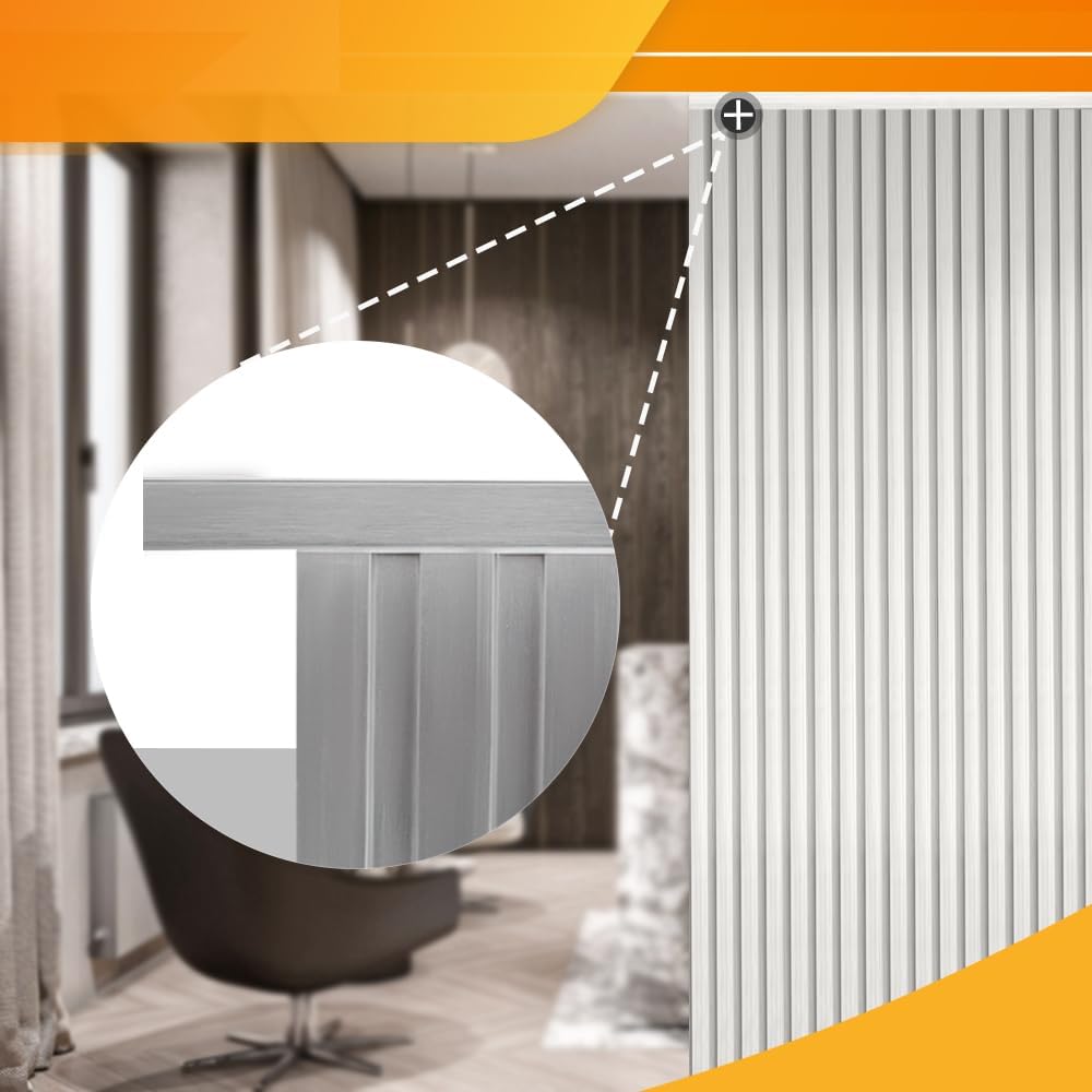 OUZUGIE 8-Pack 57 Inches, WPC Slat Wall Panel Trim,Corner Guard for Low Grille (Metallic Silver)