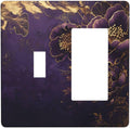 Decorative Outlet Covers Vintage Purple Peony Gold Leaf Flowers Floral 2 Gang 1 Gang Wall Plate Cover Single Toggle Rocker Combination Light Switch Cover Plate Jumbo Switch Cover Plate