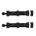 Renovators Supply Manufacturing Slide Bolt Latch 8 3/4 in. Black Wrought Iron Ball Tip Style Slide Bolt with Mounting Hardware Pack of 2