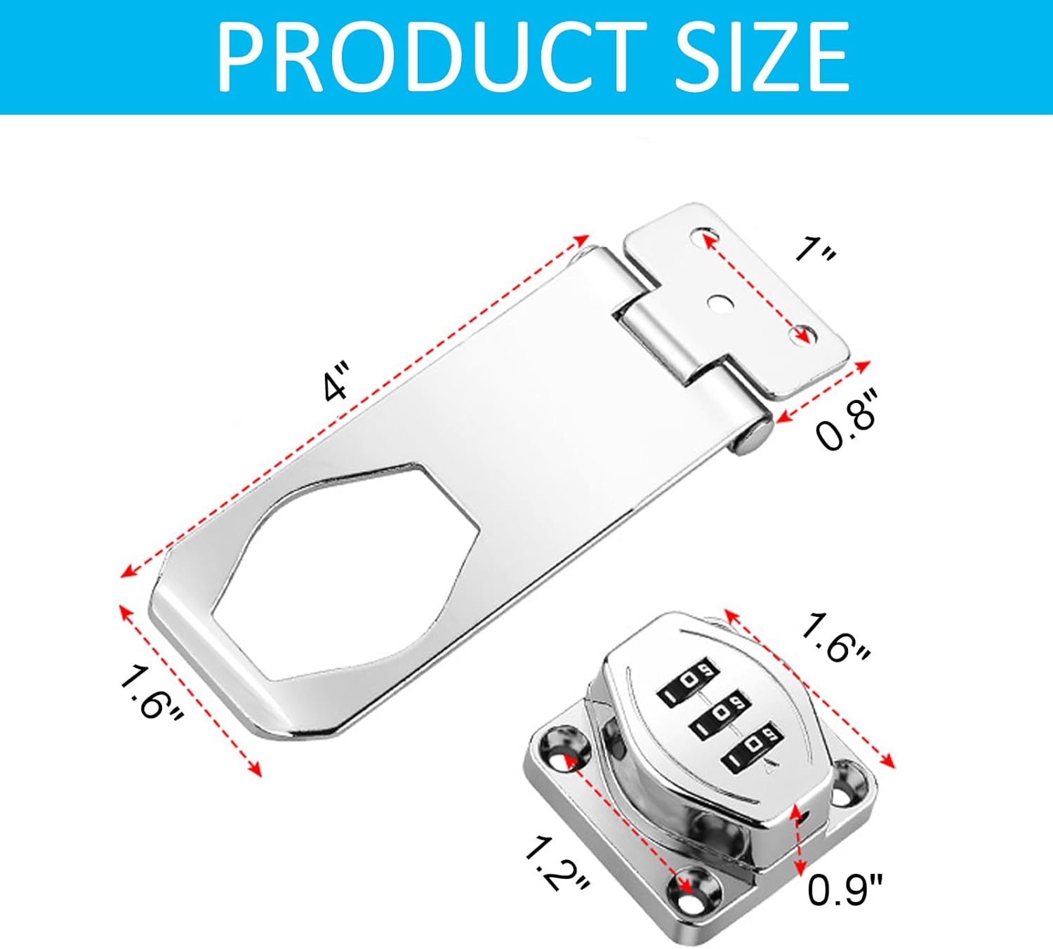 Mechanical Password Rotary Hasp Locks, 3 Digit Keyless Combination Lock for Cabinet Doors, Door Security Slide Latch Lock for Cabinets, Gate Locks for Barn Door, Bathroom, Outdoor