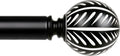 KAMANINA Wood Curtain Rods for Windows 72 to 144 Inch(6-12ft), 1 Inch Adjustable Drapery Rod, Decorative Heavy Duty Curtain Rods with Leaf Pattern Finials, Black