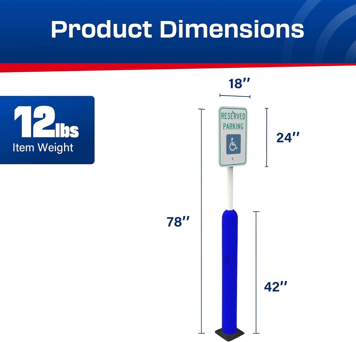 Impact Recovery - Sta-Rite Flexible Sign Post - Sign Holder for Handicap Parking Signs - Made in the USA - 78” with Blue Bollard