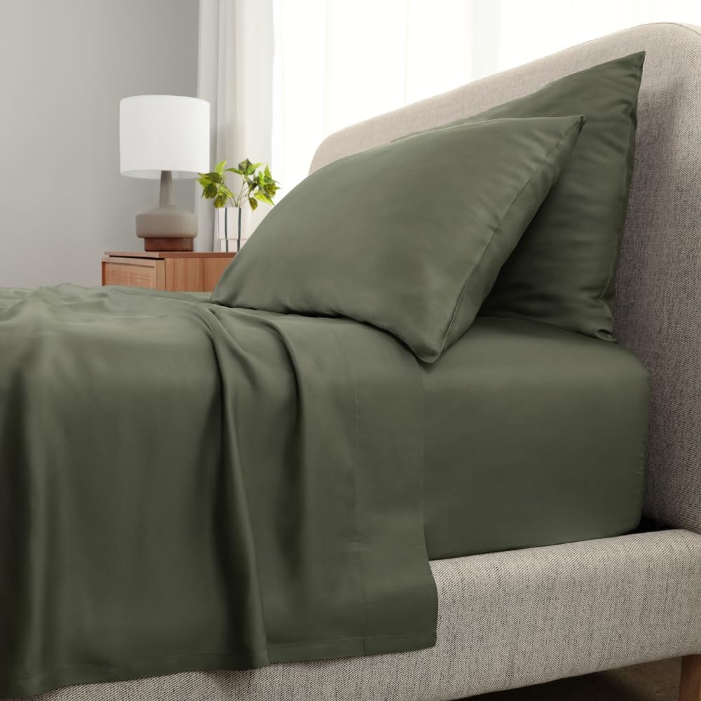 Cariloha Aloha Soft 4-Piece Sheet Set | Coastal Pine | King | Made from 100% Viscose derived from Bamboo | Introductory Sheet Line