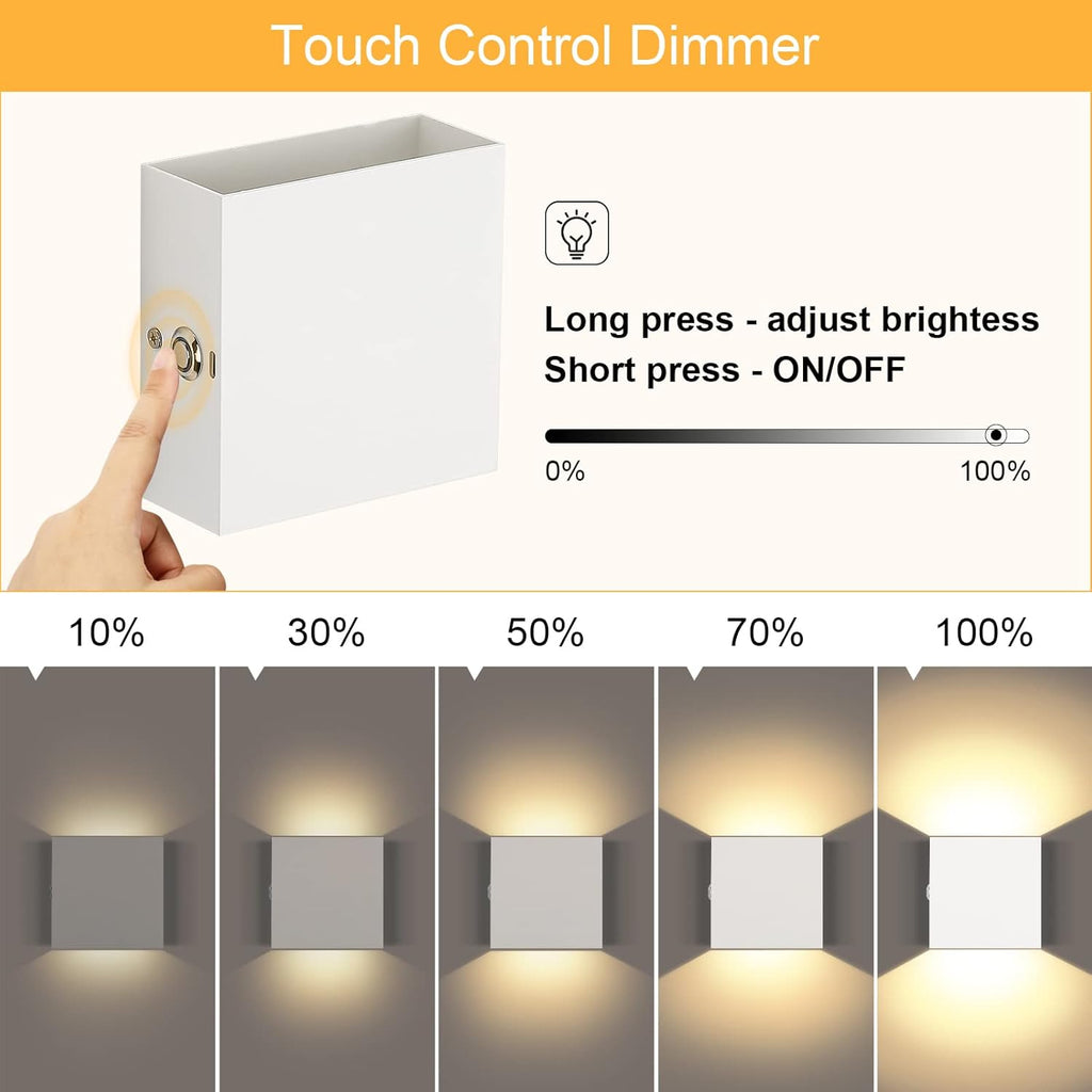 Lightess Battery Wall Sconce Touch Control, LED Wall Lights Rechargeable, Up Down Wall Mount Lights for Indoor Lighting, Warm White, LG9939108