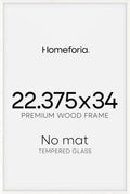 Homeforia 22.375x34 White Wood Puzzle Frame, High End Oak 22.375 x 34 Frames without Mat, Wooden 34x22.375 Hanging Picture Frames for Wall, 22.375by34 Poster Frames, Tempered Glass, Wall Kit, Set of 1