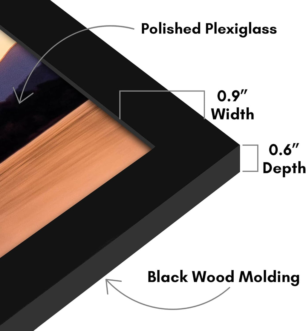 Americanflat 5x30 Picture Frame with Polished Plexiglass - Signature Collection - Gallery-Style Frames Made of Engineered Wood - Photo Frame for Wall Display - Black