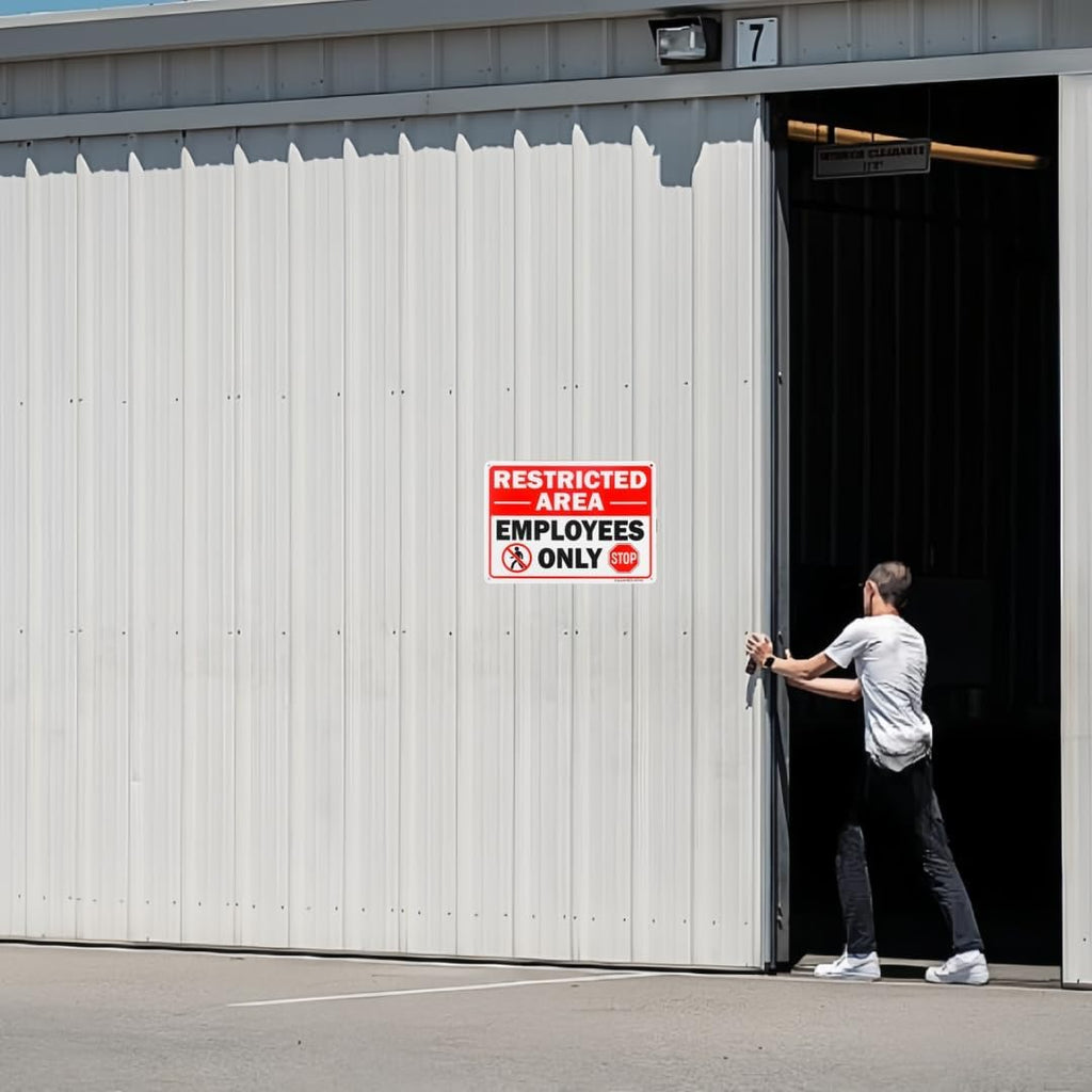 4 Pack Restricted Area Employees Only Sign, 10"x 7" .040 Rust Free Aluminum – Reflective, UV Protected and Weatherproof