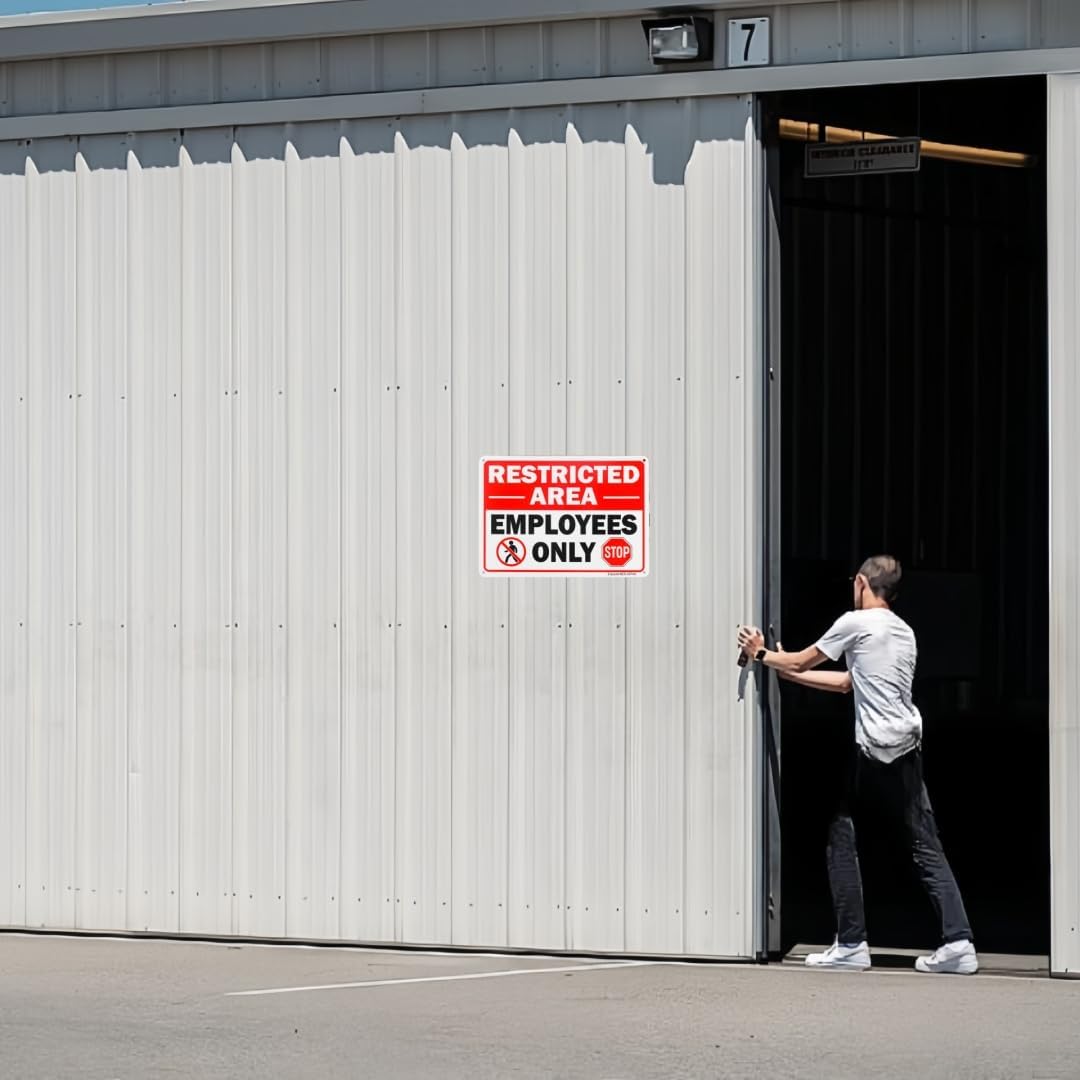 4 Pack Restricted Area Employees Only Sign, 10"x 7" .040 Rust Free Aluminum – Reflective, UV Protected and Weatherproof