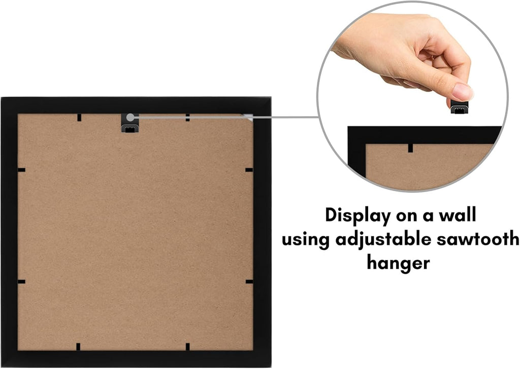 Americanflat 10x10 Picture Frame with Shatter-Resistant Glass - Signature Collection - Gallery Style Frames Made of Engineered Wood - Square Frame for Wall Display - Black