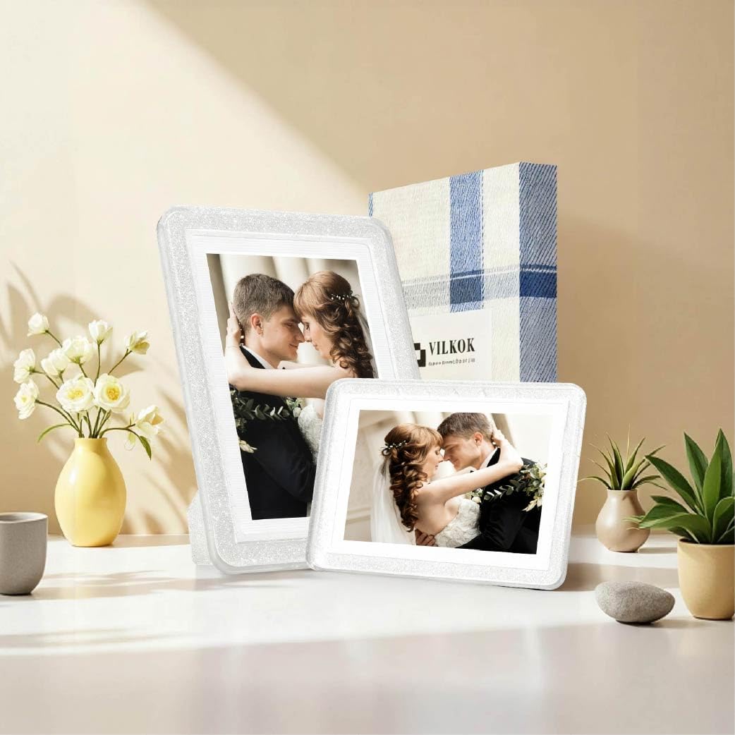 Crystal 5x7 Picture Frame with Acrylic Front 6 Pack, ABS Frame for 5x7 or 4x10 Photos, Shatterproof UV-Resistant Tabletop Photo Frame, Vertical/Horizontal Display for Home Décor