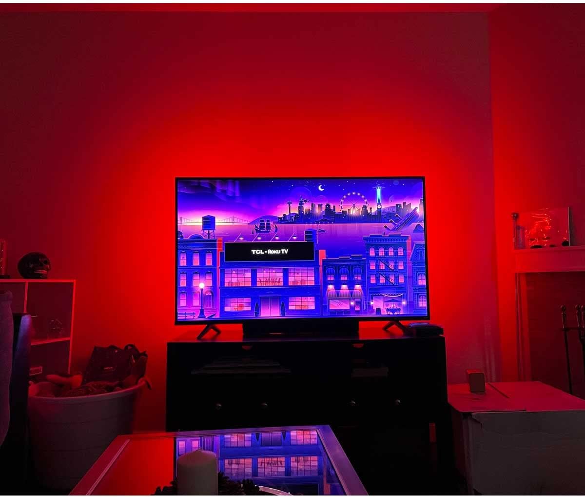 USB TV Backlight Kit for 70 75 80 82 inches Smart TV Monitor HDTV Work Space Decor - Cover 4/4 Sides Behind TV Background Lights Ambient Mood Lighting