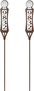 Pathways Vertical Custom Reflective Driveway Marker Set of Two | Personalize with 1-5 House Numbers or Last Name | Weathered Bronze Finish for Outdoors Year-Round | Address Reflector Stake Set