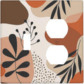 Wallplates Boho Botanical Orange Green Beige Minimalist 1 Toggle 1 Duplex Switch Plate Electrical GFCI Faceplate Decorative Light Switch Covers for Bedroom living Room Decor