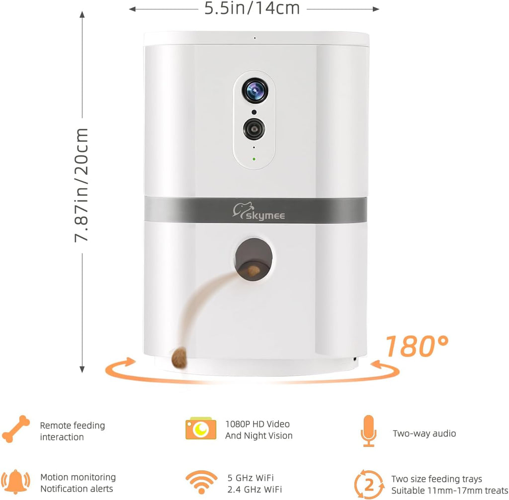 Petalk AI II Dog Camera Automatic Treat Dispenser, 5G WiFi Pet Camera with 180° Pan Full-Room View