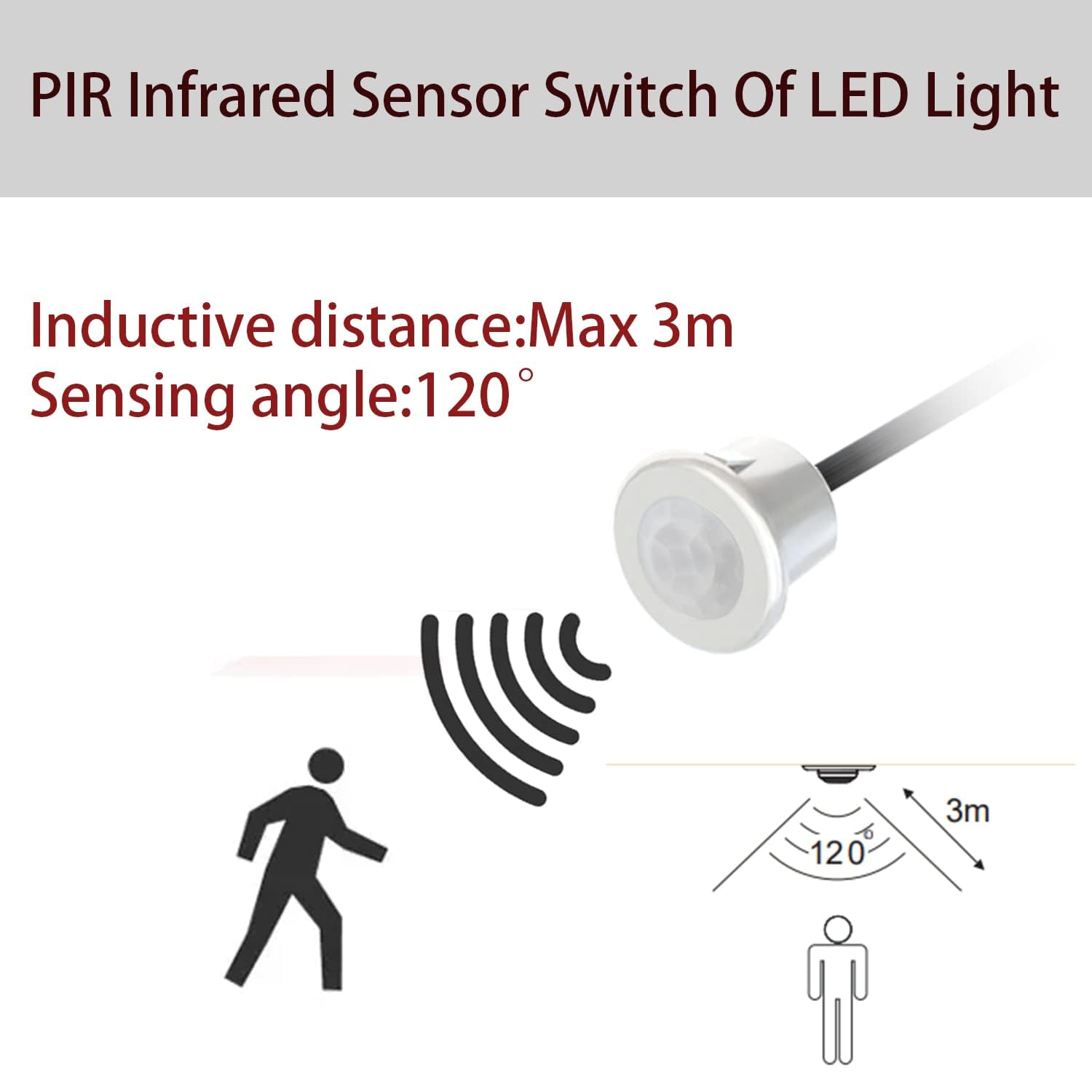 VST Motion Sensor Light Switch, IR Sensor Switch, Led Light Automatic Switch for Closet Light Under Cabinets Counters Wardrobes with 12V JST Male and Female (DC 12/24V 3A)