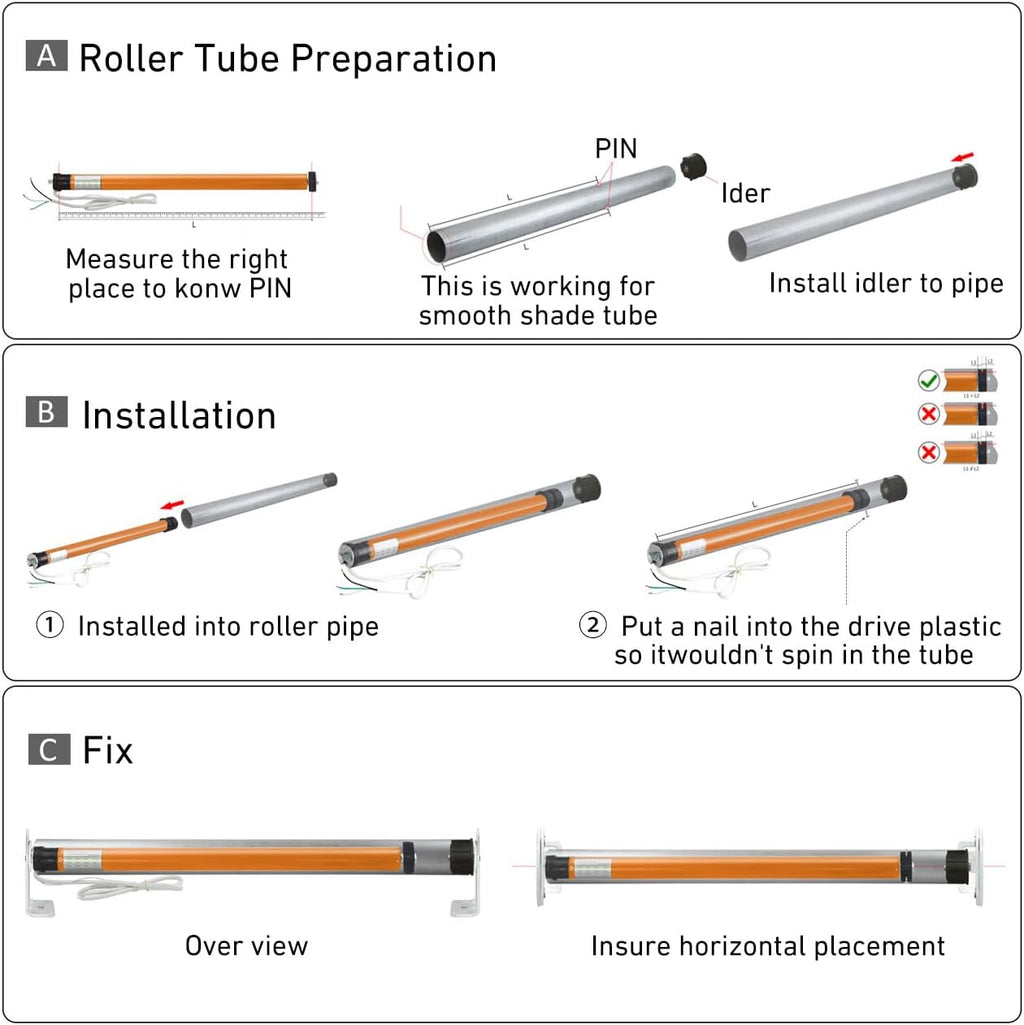 110V/120V Tuya WiFi 35mm Roller Blinds Motor Wired, 6N 20rpm, Smart Google Alexa APP Electric Remote Control Motorized Roller Blinds