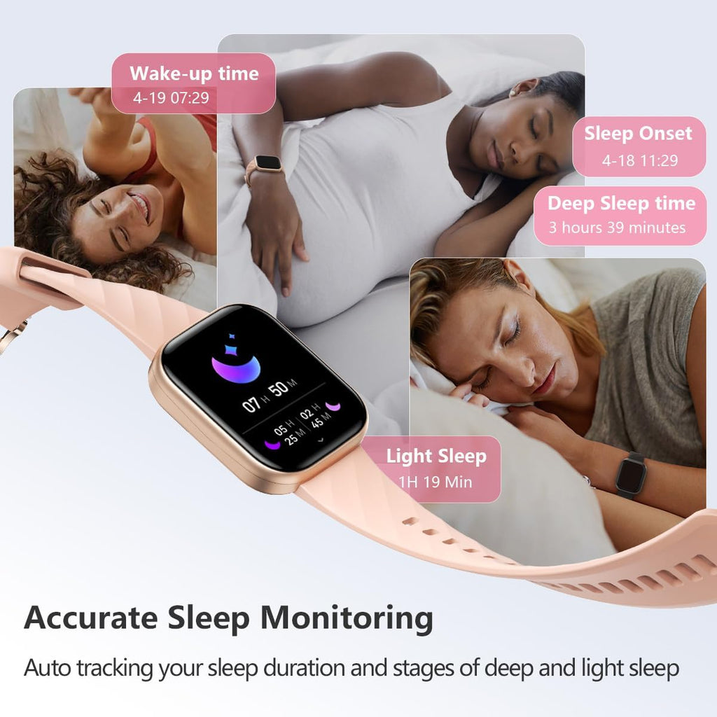 FITVII Health & Fitness Tracker (Answer/Make Calls), Smart Watch with 24/7 Heart Rate and Blood Pressure, Sleep Tracking, Blood Oxygen Monitor, 120+ Sport Mode Activity Tracker for Women Men