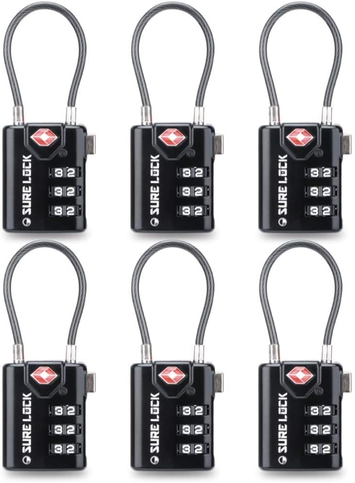 SURE LOCK TSA Compatible Travel Luggage Locks, Inspection Indicator, Easy Read Dials TSA Approved with Zinc Alloy