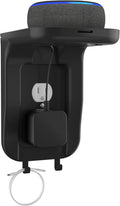 suptek Wall Outlet Shelf, Home Wall Shelf Organizer for Outlets, Perfect for Bathroom, Kitchen, Bedrooms,Ideal for Cell Phone,Speaker up to 20lbs,with Cable Management and Detachable Hooks,Black(S3B)