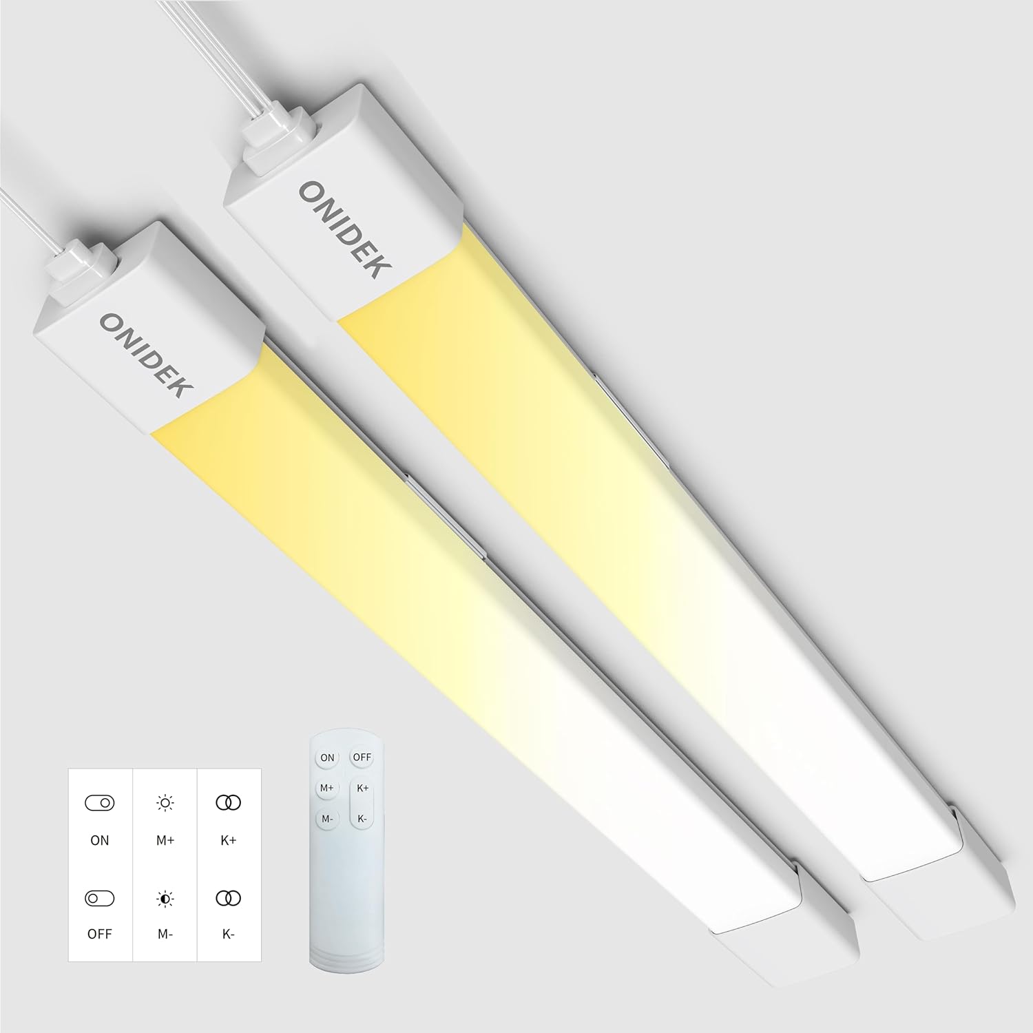 Under Cabinet Lights with Plug. 2700K-6500K Dimming and Color. with Wireless Control Panel and Remote Control.36W 3600LM for Garage, Kitchen, Bathroom, Closet, Office (45 inch-2PCS)