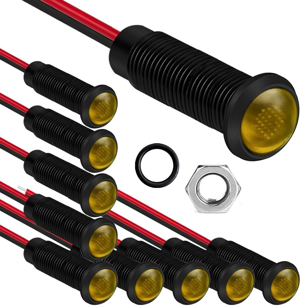 10pcs LED Plastic Indicator Pilot Light 110VAC Mounting Hole Size 6mm(Orange)