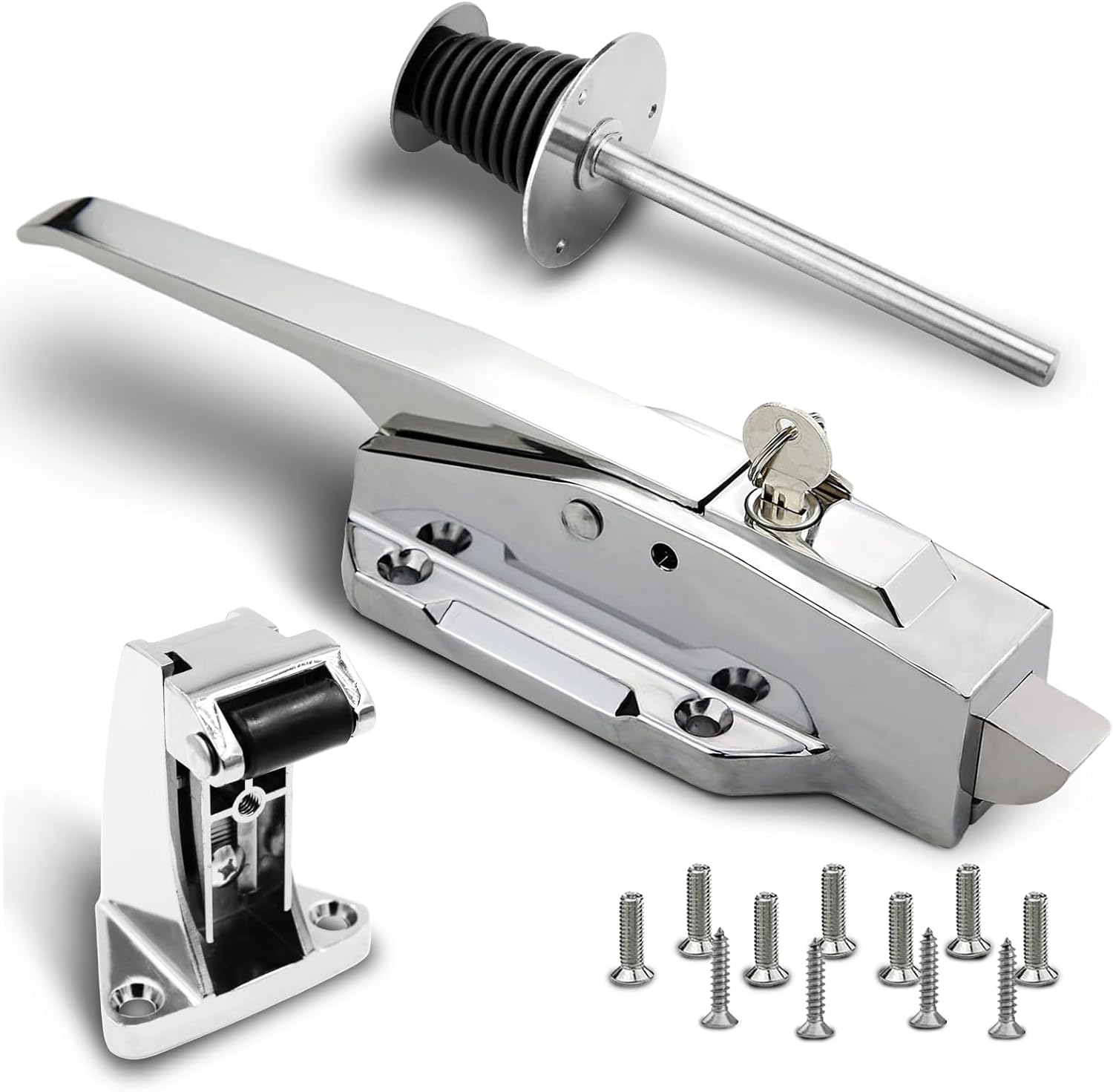Walk in Cooler Door Handle, Walk in Cooler Door Closer Complete Latch Kit, Freezer Door Handle, Cooler Door Radial Latch, Offset -1/5 In-3/5 In(Offset) and 5.9" Solid Metal Interior Release Handle