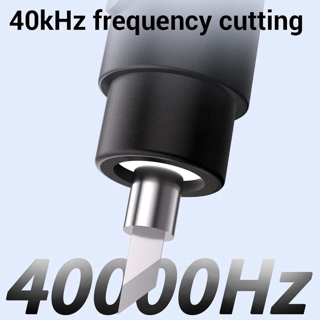 Vikye Ultrasonic Cutter, 40kHz Handheld Craft Cutting Tool 30W 3 Gears with 50 Replacement Blades OLED Display, for Plastic 3D Prints DIY (US Plug)
