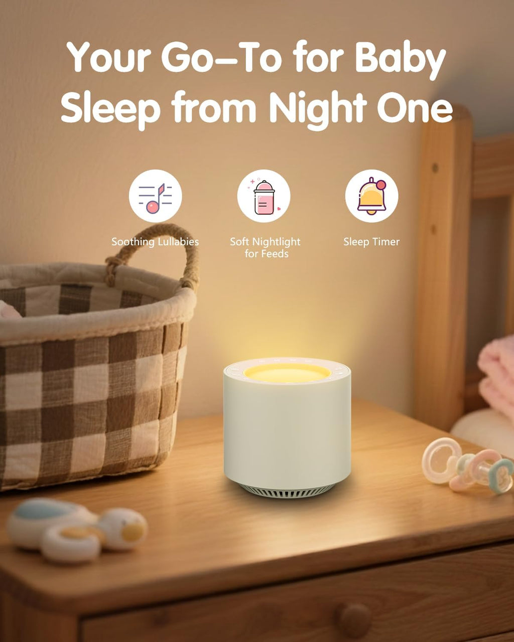 Baby White Noise Machine: Red Light Therapy Sleep Sound Machine with 38 Soothing Sounds & Calming Womb Soother Shusher, Memory Function, Dimmable Nursery Night Light with Timer, Baby Gift