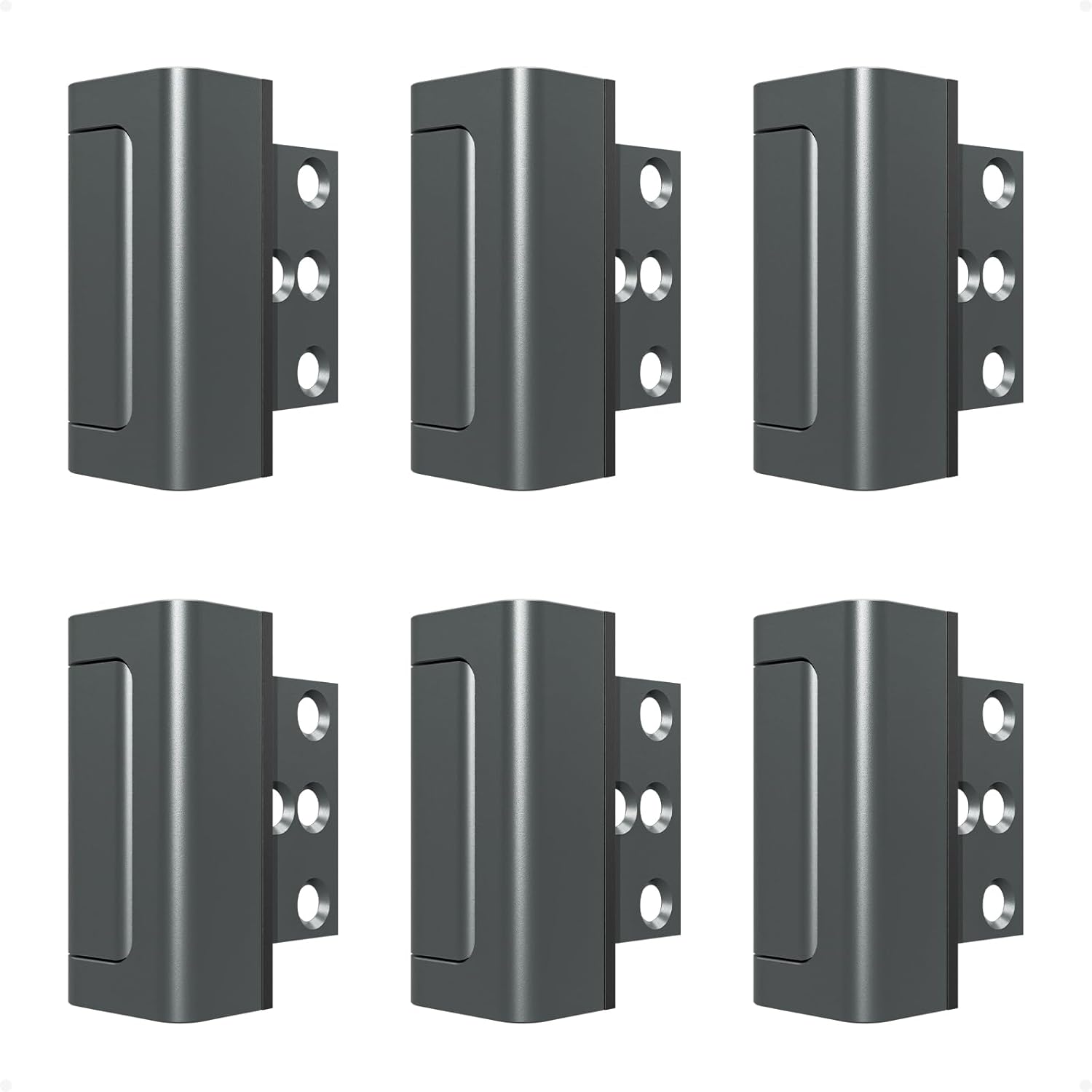 6Pack Home Security Door Reinforcement Lock Childproof, Door Locks for Kids Safety, Door Lock Latch Stopper for Front Door Inside Top of Door, Aluminum Construction Finish