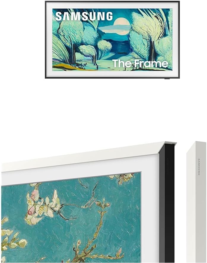Samsung 55-Inch The Frame 4K QLED Smart TV (2025) with Modern White Customizable Bezel - Art Mode, NQ4 AI Gen2 Processor, Matte Display Bundle