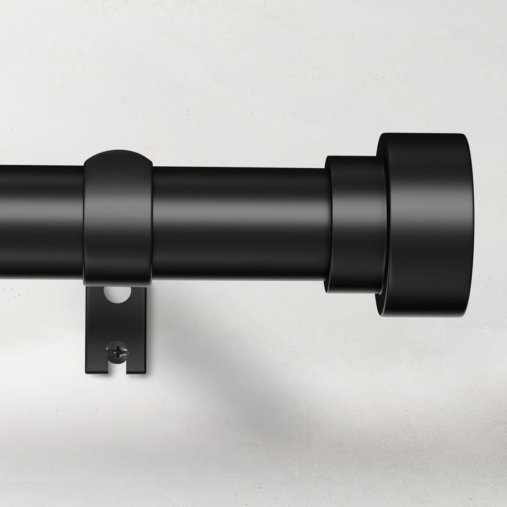 Time Forest Curtain Rods for Windows 32 to 240, 1 Inch Adjustable Black Heavy Duty Long Window Outdoor Curtain Rod for Patio, Modern Drapery Rods with Simple End Caps, Size 32"-240"