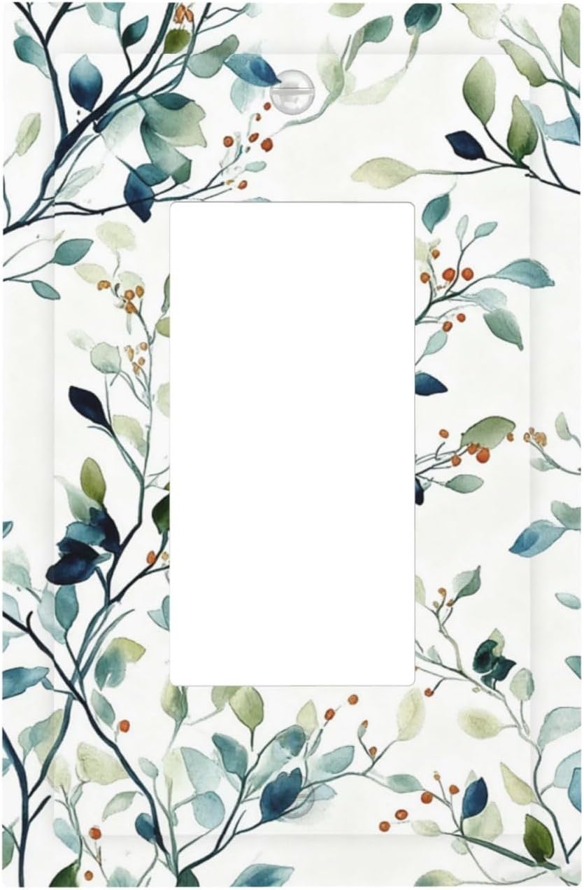 Decorative Outlet Covers Eucalyptus Leaf Geen Sage Leaves 1 Gang Rocker Light Switch Cover Plate Single Wall Plates for Electrical Outlets Switch Plate Covers Faceplate for Bedroom Home Decor