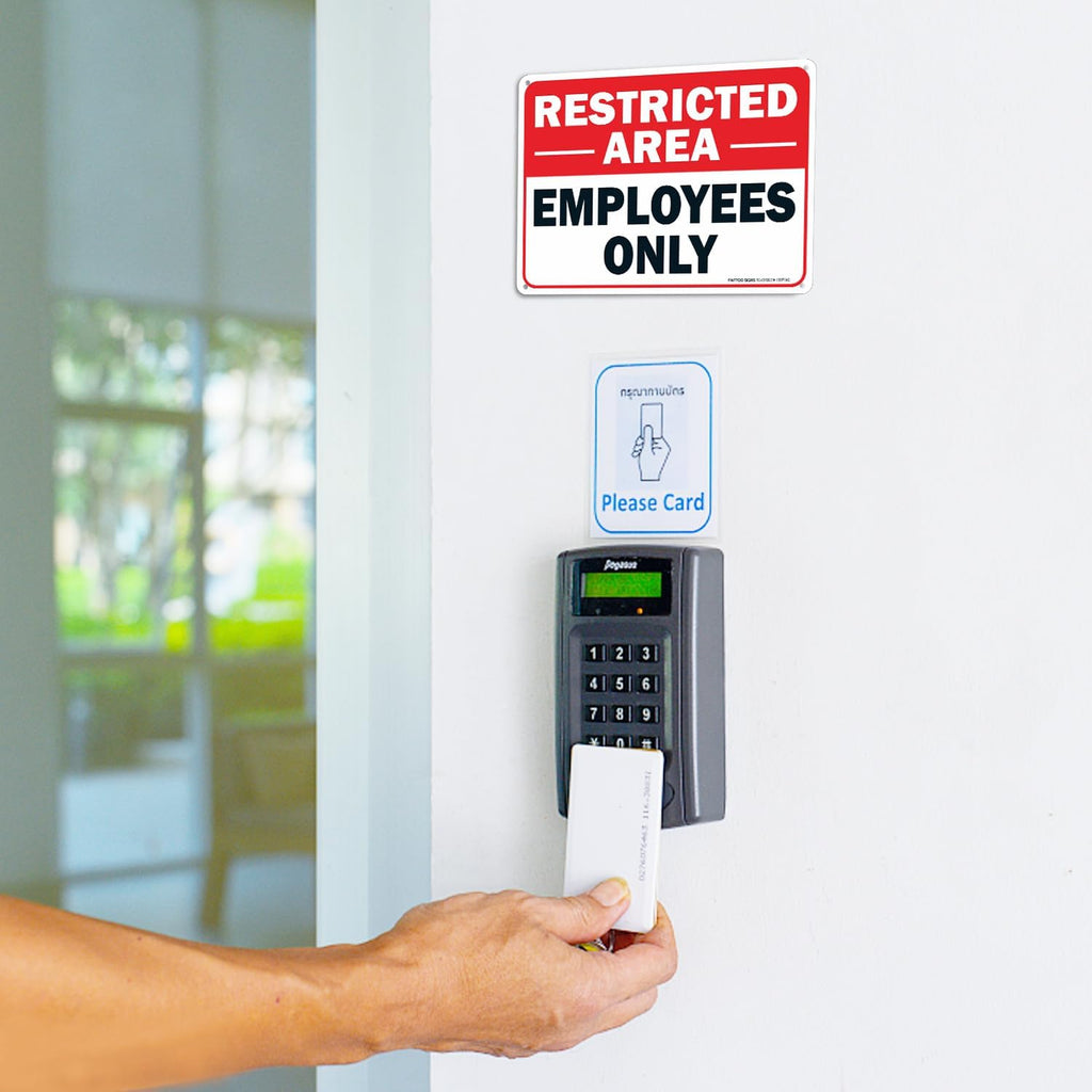 Faittoo Restricted Area Employees Only Sign, 10 x 7 Inches .40 Rust Free Aluminum, UV Protected, Weather Resistant, Waterproof, Durable Ink, Easy To Mount