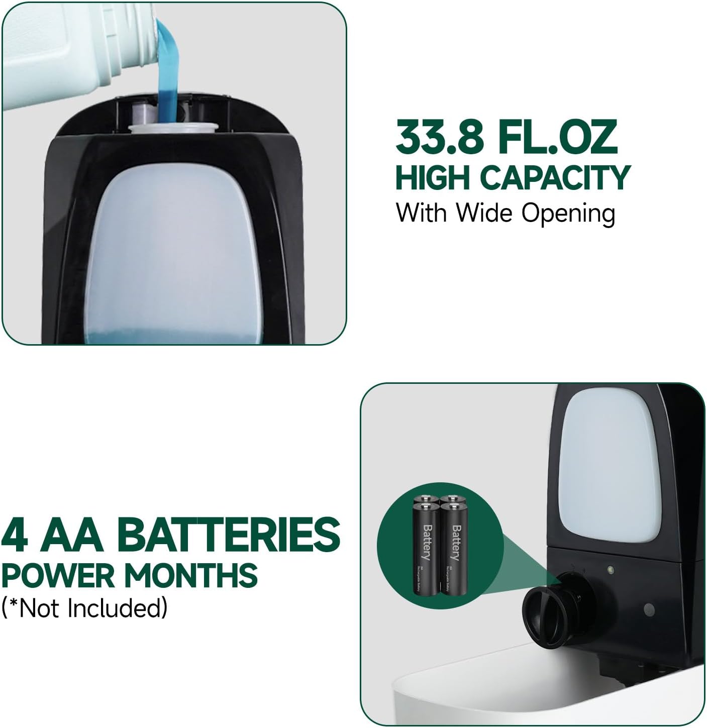 Commercial Automatic Soap Dispenser Large 34oz/1000ml Capacity Wall-Mounted Touchless Liquid Dispenser for High-Traffic Restrooms, Offices, Hospitals Model AD1220S White
