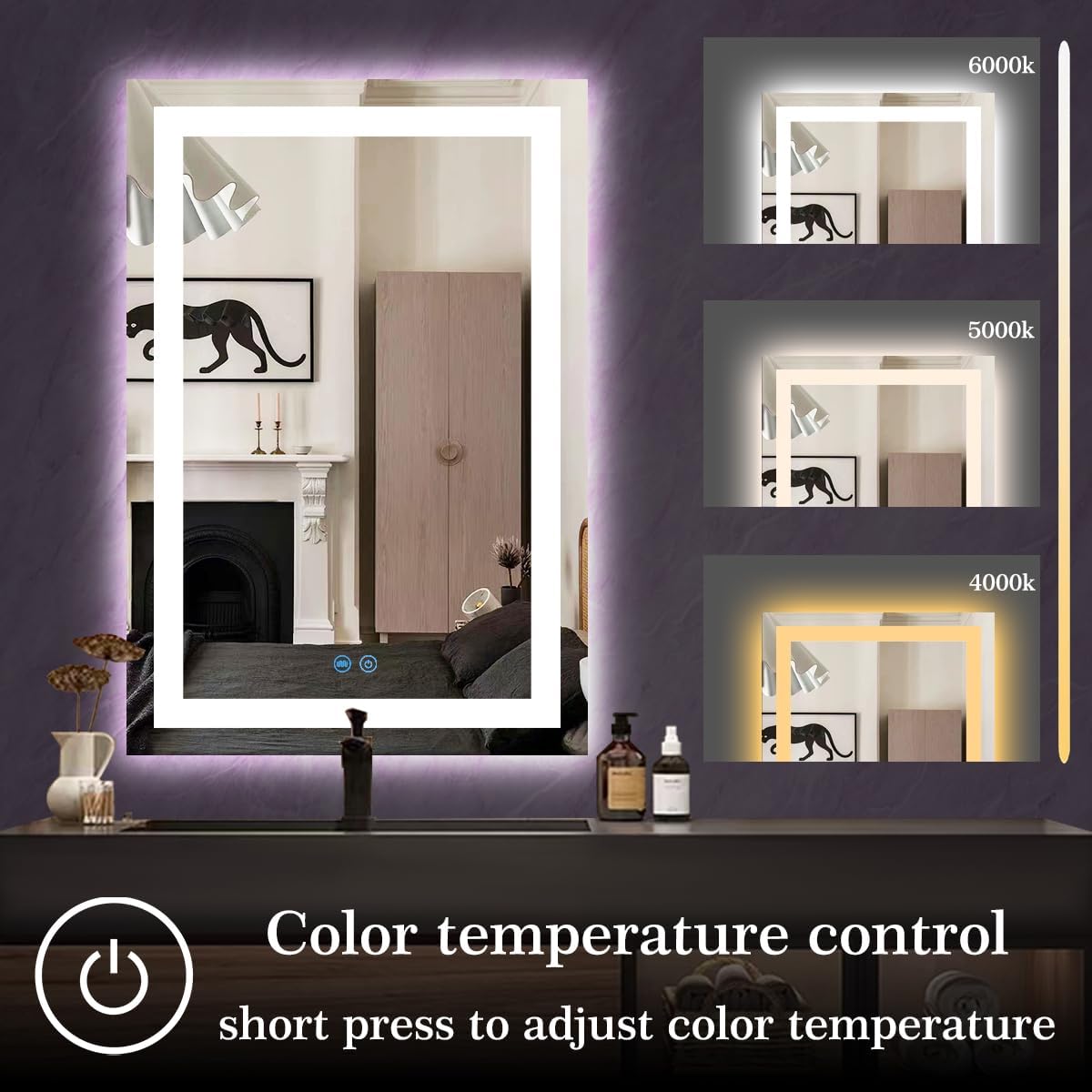20 x 30 Inch Black Wood Led Medicine Cabinet Mirror with Lights Storage Wooden Cabinets Smart Memory 3 Color Dimmable AntiFog 30" Bathroom Lighted Medicine Cabinet with Mirror and LED Light