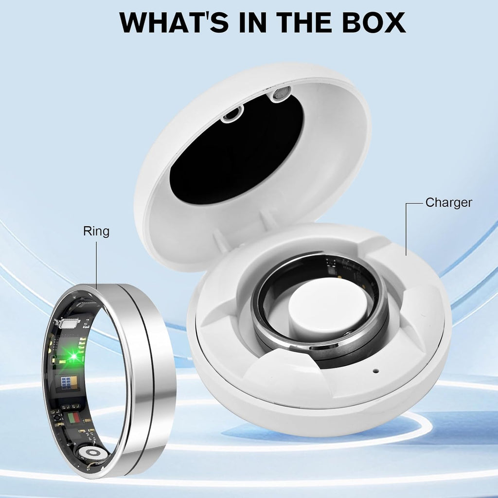 KppeX-X1 Smart Health Ring Kit-Nighttime Sleep Monitoring-Heart Rate-IP68 Waterproof Exercise Recording Fitness Tracker-No Subscription Fee Mixer#Steel Color (X1-10#)