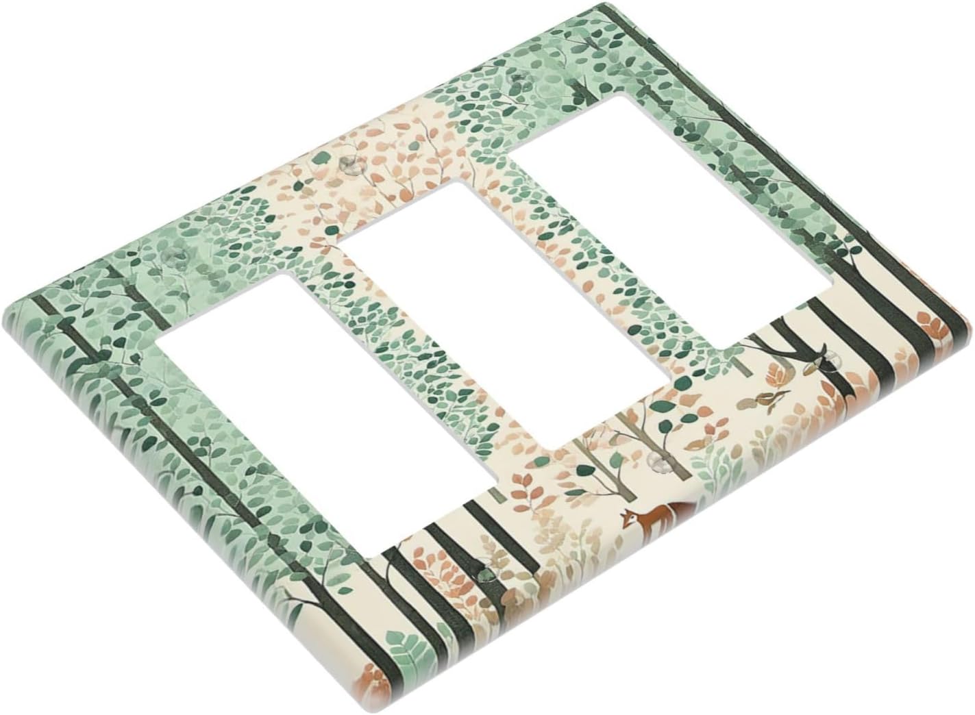 Boho Wildflower Forest Woodland Animals Light Switch Covers 3 Gang Rocker Decorative Triple Outlet Wall Plate Cover Electrical GFCI Switchplate for Bedroom Bathroom Decor