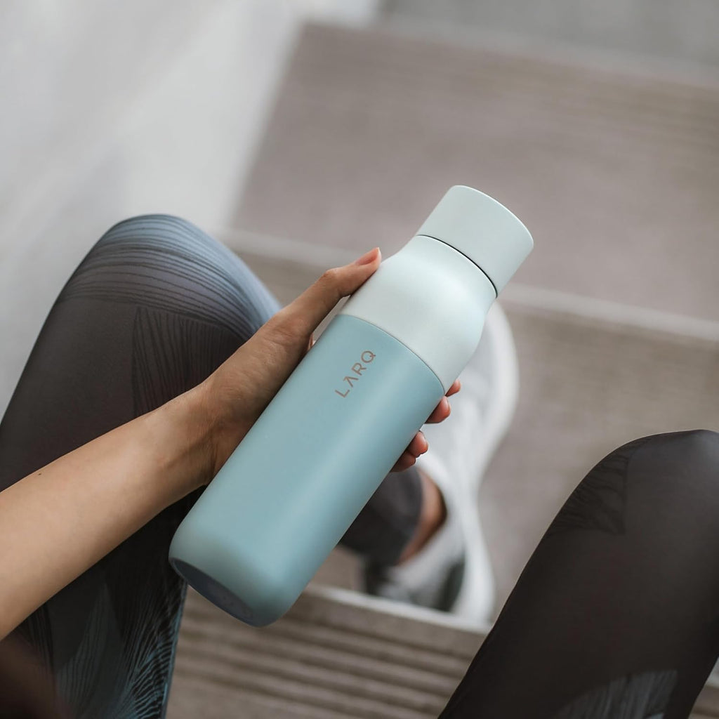 LARQ Bottle PureVis 25 oz - Self-Cleaning and Insulated Stainless Steel Water Bottle with UV Water Purifier and Award-winning Design | Reusable & Travel Friendly, Seaside Mint