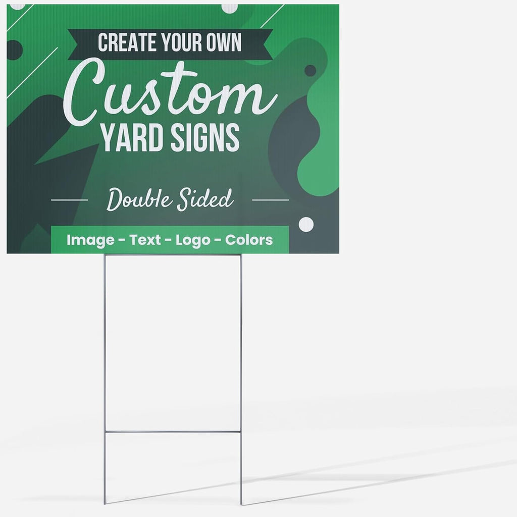 24x24" Double Sided Customizable Outdoor Yard Sign made from Corrugated Plastic with Metal "H" Stake, Easy to Design, Sign for Business, Garage or Yard Sale, Home, Office, (24" x 24")
