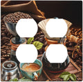 Decorative Outlet Covers Retro Coffee Maker Beans Cup 2 Gang Wall Plate Cover Double Duplex Receptacle Two Switch Light Switch Cover Plate Jumbo Dual Faceplate