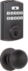 BRINKS Security Door Locks, High-Security Keyless Entry, Smart Electronic Door Lock with Deadbolt, Up to 50 Codes, Automatic Locking (Deadbolt & Passage Knob, Tuscan Bronze)